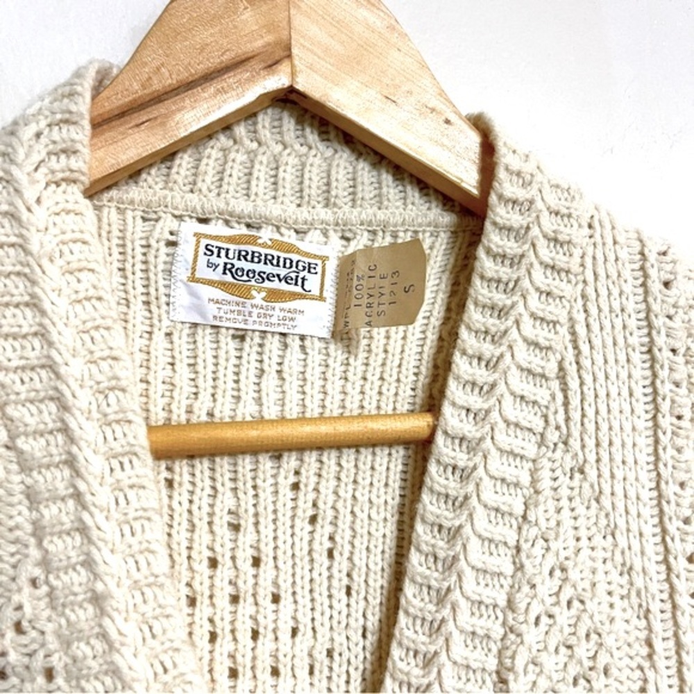 Vintage60s Sturbridge by Roosevelt Sweater Vest Diamond Pattern Cream Size Small - Picture 4 of 5